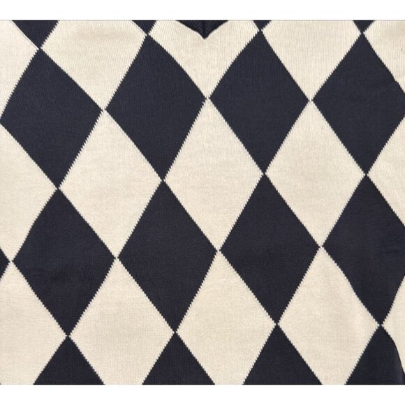 Ben Sherman Men's Argyle Sweater V neck sweater Size 3L Black/ White, golf - Picture 7 of 12